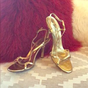 Via Spiga Metallic Strappy Heels